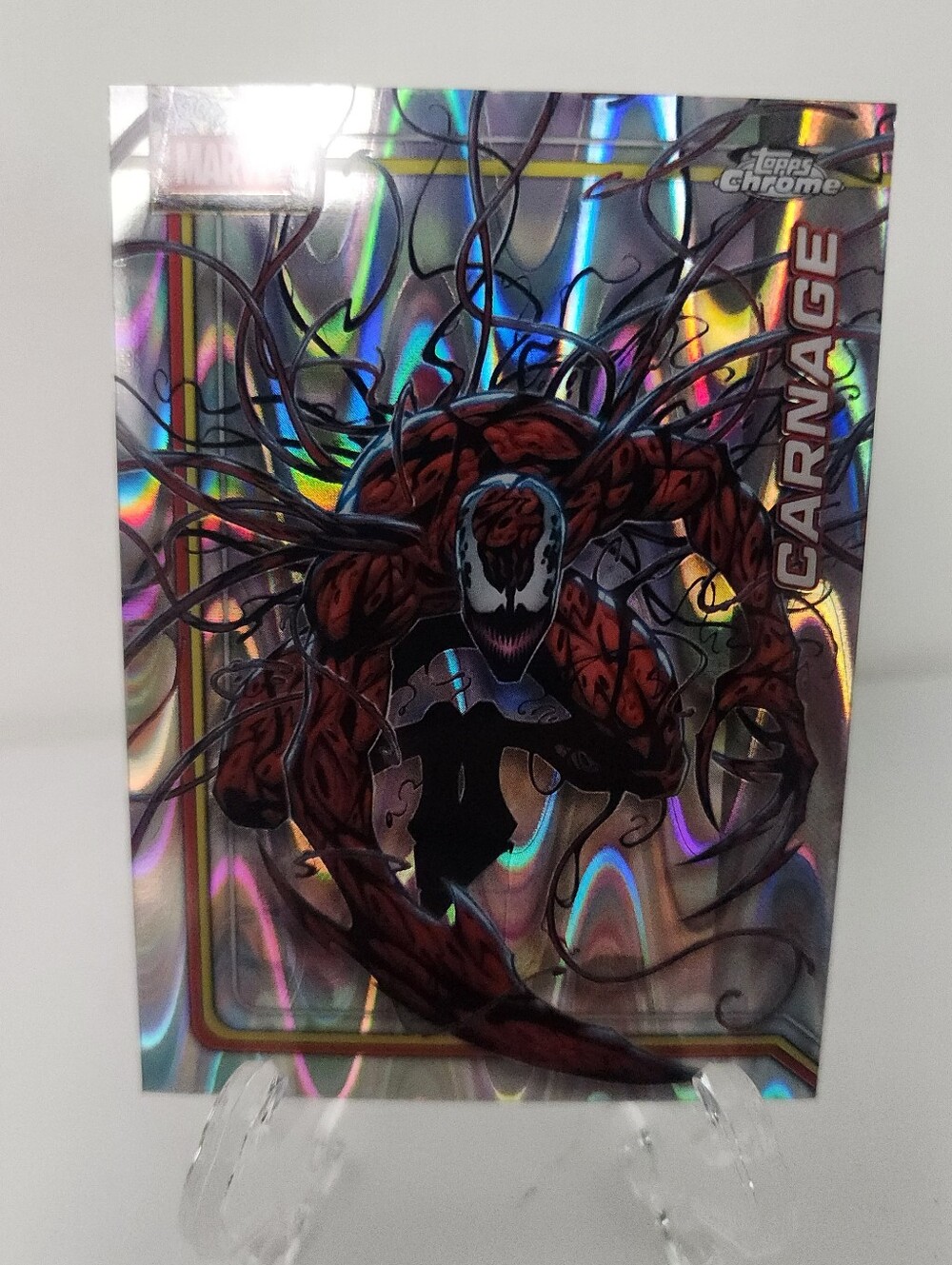 Topps Chrome Carnage Marvel Holographic Raywave Refractor Trading Card #22 2026
